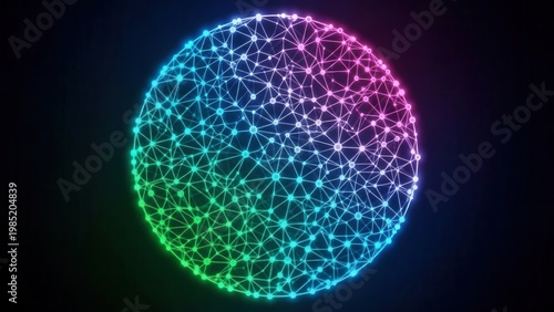 Vibrant glowing network sphere representing global digital interconnectedness and advanced
