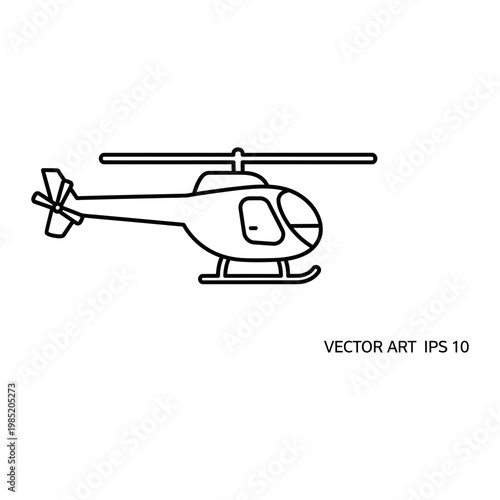Helicopter transport aircraft outline vector illustration