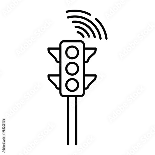 Smart traffic light icon with wireless signal