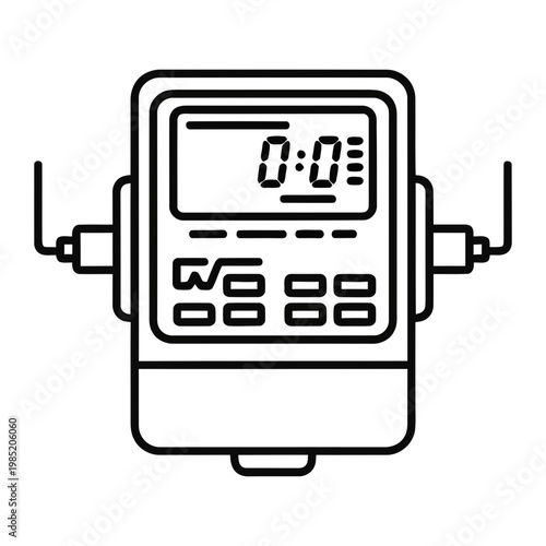 Digital electricity meter device line icon