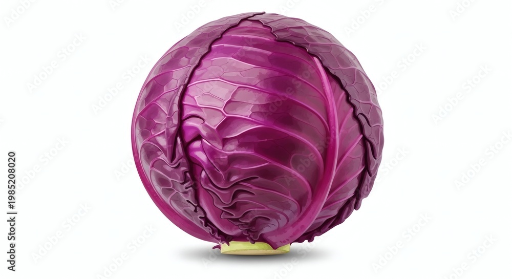 Fototapeta premium A vibrant red cabbage against a clean white background