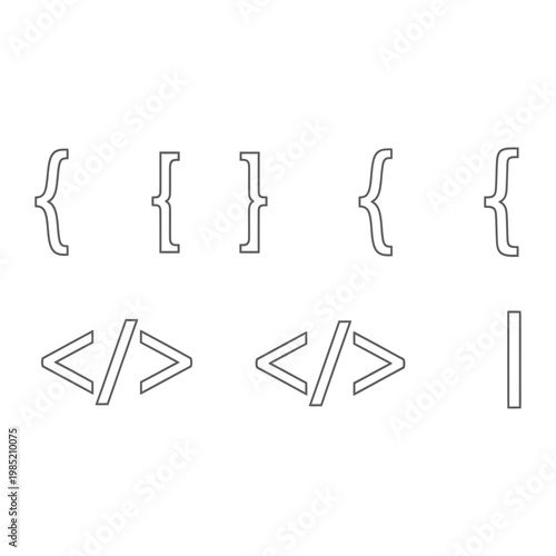 Coding brackets and angle brackets icon outline