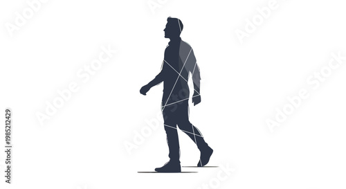 Man Walking Silhouette Profile View.