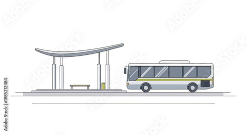 Modern Bus Station with Electric Bus.