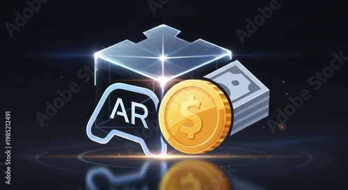 Augmented Reality Money Concept.