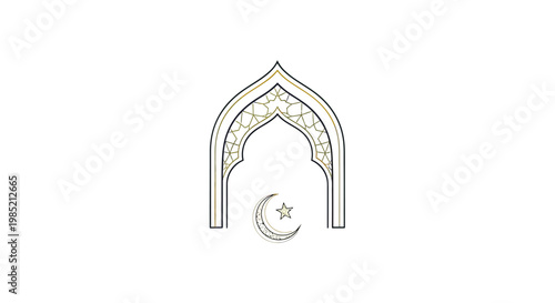 Ornate Archway with Crescent Moon Symbol.
