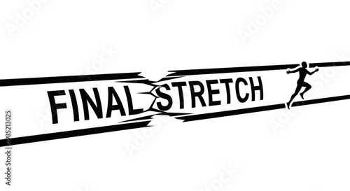 Final Stretch Concept Illustration - Runner Silhouette Breaking Through Barriers.