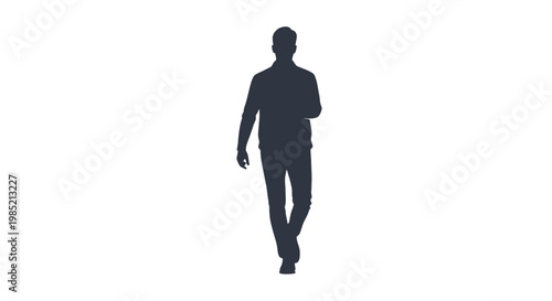 Silhouette of Man Walking Alone Isolated.