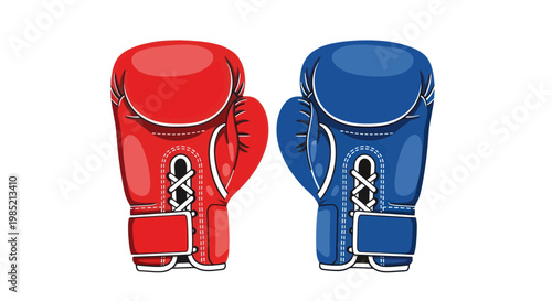 Red and Blue Boxing Gloves Facing Each Other, Fight Concept