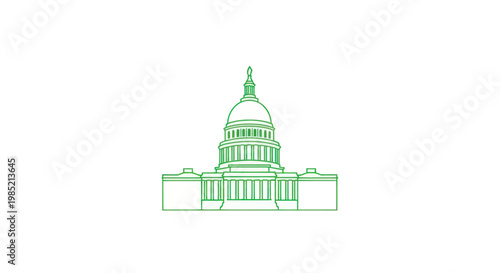 Green Line Art Capitol Building Illustration