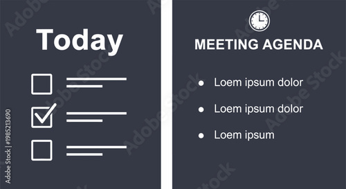 Set of two vertical business planners with checklist and meeting agenda design.