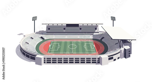 Stadium with Football Field and Seating.