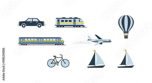 Various Transportation Modes Illustrated.