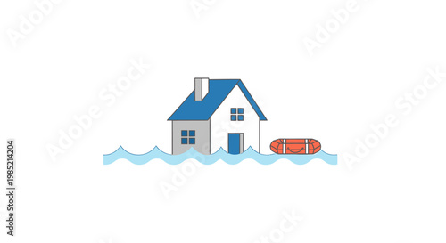 White House with Blue Roof and Chimney.