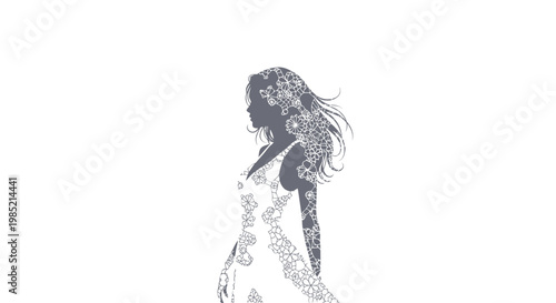 Woman with Long Hair and Dress.