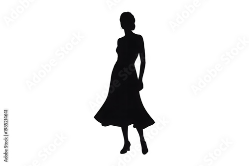 silhouette of a woman wearing a dress standing like a brave woman