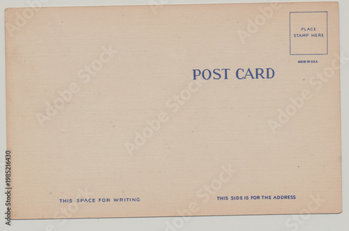 Vintage Blank Postcard Back with cancellation stamp