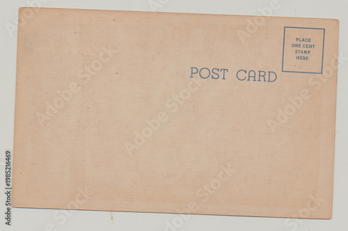 Vintage Blank Postcard Back with cancellation stamp