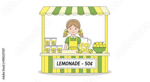 Little Girl Selling Lemonade at a Stand