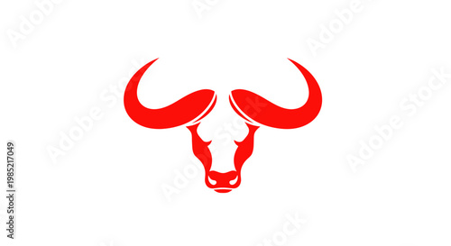 Red Buffalo Head Silhouette - Strong Animal Symbol