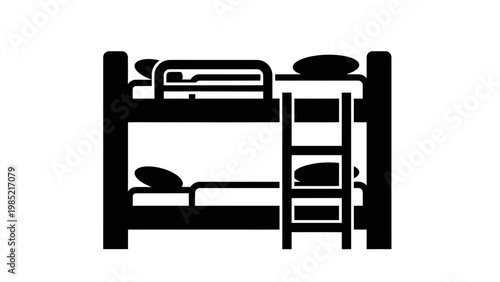 Bunk bed icon vector illustration. Double decker bed symbol for hostel, hotel, or dormitory.