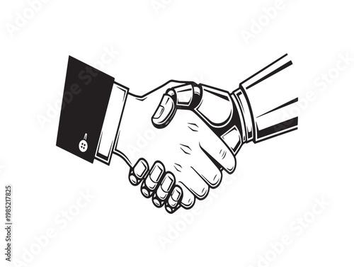 A vintage style illustration of a handshake representing agreement and partnership
