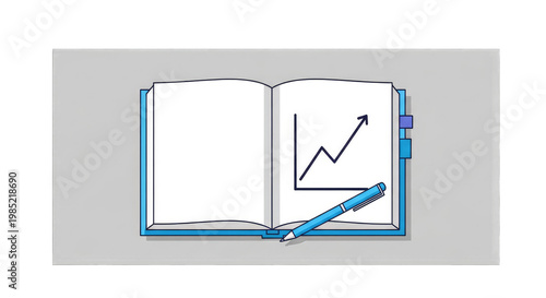 Open Book with Growing Graph and Pen - Business Growth Concept
