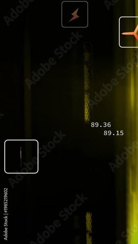 Vertical video: Plug icon appearing, icons animating and numbers falling, showing power loss