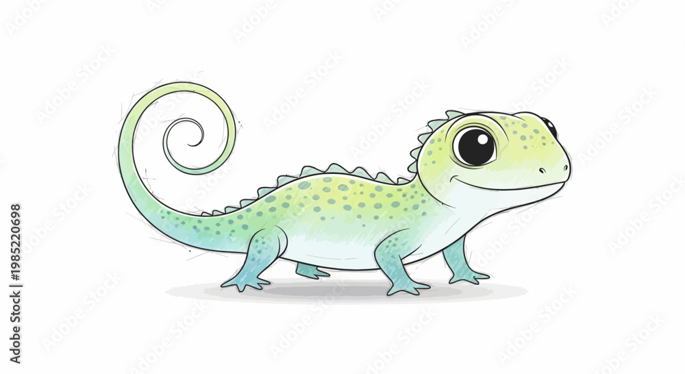 Fototapeta premium Cute Cartoon Lizard Character