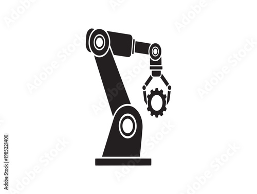 Industrial robotic arm icon automation manufacturing and precision engineering representation