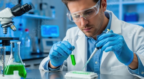 Scientist working in laboratory setting.