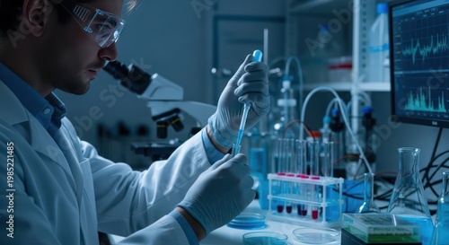 Scientist working in laboratory setting.