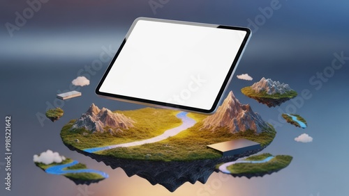 Floating Island with Tablet Landscape.