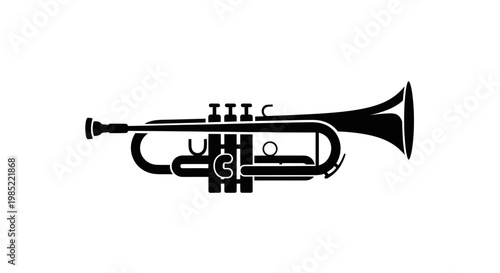 Black Trumpet Silhouette Isolated on White Background