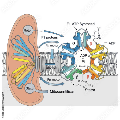 ATP Synthase Molecular Machine: Energy Production in Mitochondria