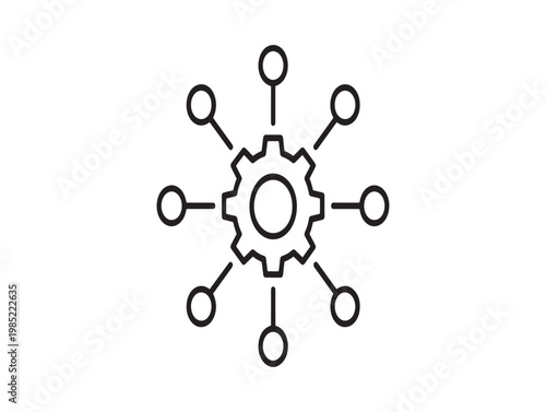 Central gear with connecting circles a network of interconnected systems and processes