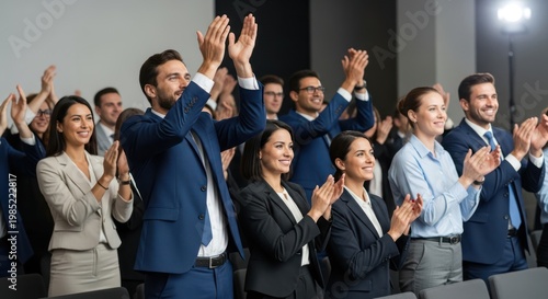Business people applauding in office.