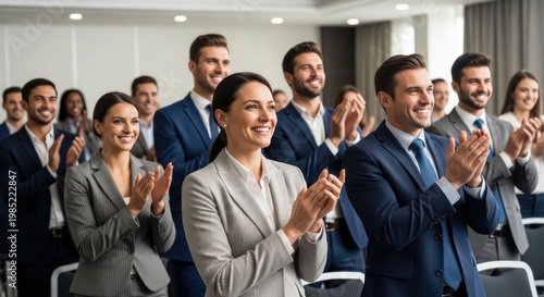 Business people applauding in office.