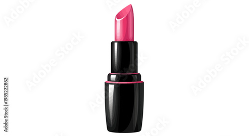 Vibrant Pink Lipstick Tube - Fashionable Makeup Accessory Isolated on White