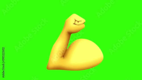 3D Animated Flexed Biceps Muscle Emoji (Green Screen)