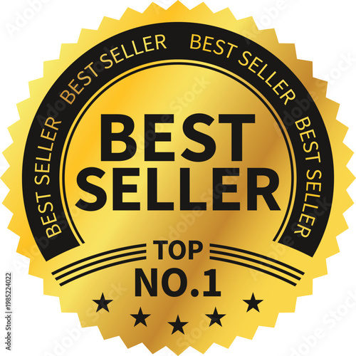 No. 1 Best Selling Luxury Gold Elegant Business Icon Premium Product Logo Design, Vector Gold Badge Emblem