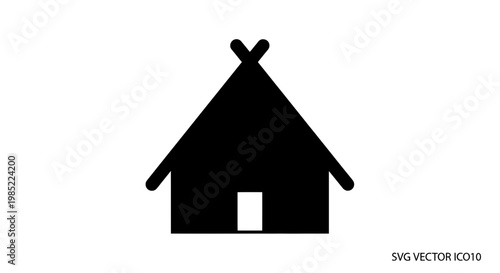 Simple Black Silhouette Icon of a Tepee or Wigwam Tent on White Background