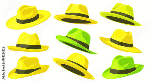 Vibrant Fedora Hats Collection: Yellow and Green Styles
