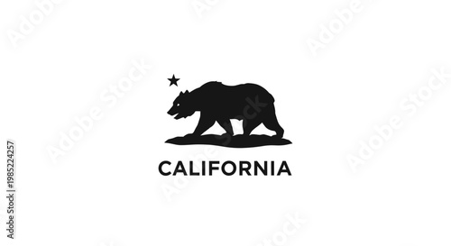 California flag silhouette bear star text graphic icon usa state symbol