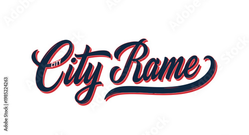 City Rame Retro Script Text Logo Design