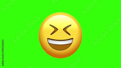  Animated Grinning Squinting Face Laughing Hard Emoji Green Screen