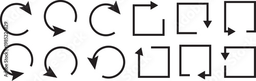 Black circular and square arrows on white background