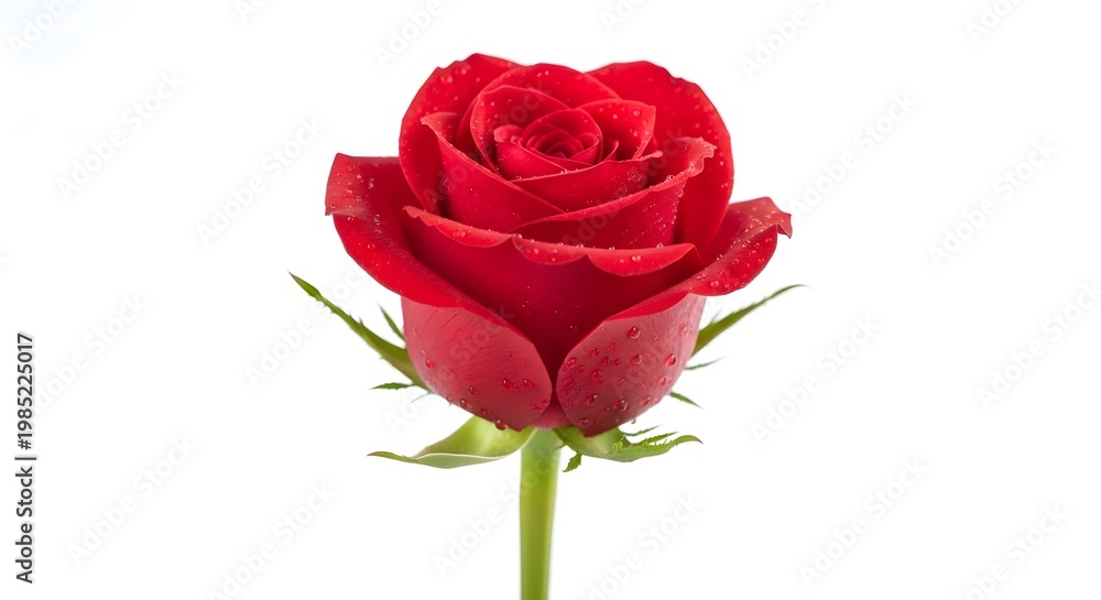 Obraz premium Close-up of a single red rose on a white background