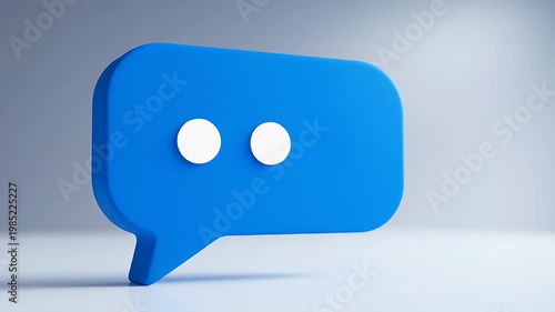 Three-Dimensional Bright Blue Speech Bubble Icon for Modern Digital Messaging Interfaces