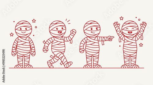 Halloween mummy outline figure with spooky wrapped silhouette